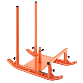 VEVOR Weight Sled, Steel Power Sled, Fitness Strength Training Sleds for Athletic Exercise Speed Improvement, Workout Fitness Equipment with Handle (Handle Type: Dual-Cylinder+T-Bar Low Push Handle, Color: orange)