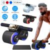 Automatic Rebound Abdominal Wheel Anti-slip AB Roller Wheel with Kneel Pad Phone Holder Home Gym Abdominal Exerciser for Men Women