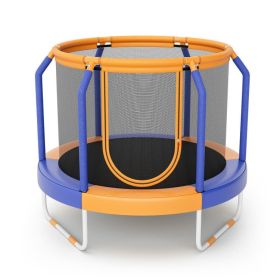 Mini Trampoline with Enclosure and Heavy-duty Metal Frame (Color: orange)