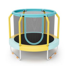 Mini Trampoline with Enclosure and Heavy-duty Metal Frame (Color: yellow)