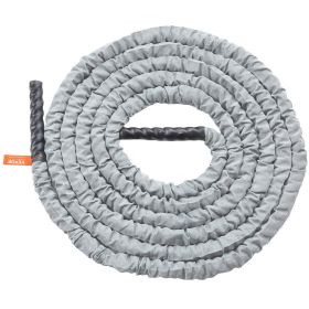 VEVOR Battle Rope 1.5" 30Ft Gym Workout Strength Training Exercise Fitness Rope (Color: Gray, Product Type: Battle Rope with Protective Sleeve)