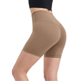 Women's High Waist Biker Shorts Tummy Control Pants Athletic Leggings Spandex Booty Shorts with 6.3In Inseam No Front Seam for Workout Yoga Running Vo (Color: Coffee, size: M)