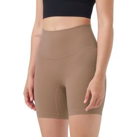 Women's High Waist Biker Shorts Tummy Control Pants Athletic Leggings Spandex Booty Shorts with 6.3In Inseam No Front Seam for Workout Yoga Running Vo (Color: Coffee, size: S)