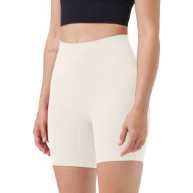 Women's High Waist Biker Shorts Tummy Control Pants Athletic Leggings Spandex Booty Shorts with 6.3In Inseam No Front Seam for Workout Yoga Running Vo (Color: Ivory, size: XL)