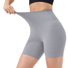 Women's High Waist Biker Shorts Tummy Control Pants Athletic Leggings Spandex Booty Shorts with 6.3In Inseam No Front Seam for Workout Yoga Running Vo (Color: Grey, size: M)