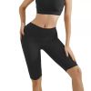 Black high waisted yoga pants, women's abdominal control fitness shorts, tight running pants for exercise and running, portable pocket design