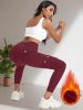 Sports high waisted and hip lifting yoga pants, button pockets, sports leggings, tight fitting slimming and warm work pants for women