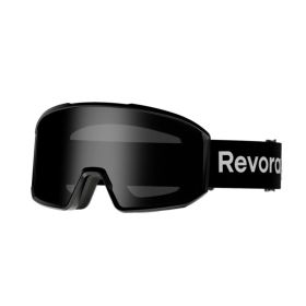 Fire N1 Ski Goggles with Italy Anti-Fog Lens, OTG, Full REVO Vacuum Coating (Color: Black Strap + Silver Lens)