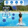 Summer Pool Basketball Hoop Toy Set With 4 Basketballs 4 Circles Pump Floating Swimming Pool Basketball Games Poolside Water Play Toy For 3-12Years Ol