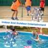 Summer Pool Basketball Hoop Toy Set With 4 Basketballs 4 Circles Pump Floating Swimming Pool Basketball Games Poolside Water Play Toy For 3-12Years Ol