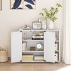 3-Tier Shoe Cabinet with Doors with Adjustable Open Shelves for Entryway