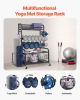 Yoga Mat Storage Rack, Home Gym Workout Equipment Organizer, Powder Coated Finish Steel Yoga Mat Holder with Hooks & Wheels, Weight Rack for Dumbbell