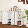 3-Tier Shoe Cabinet with Doors with Adjustable Open Shelves for Entryway